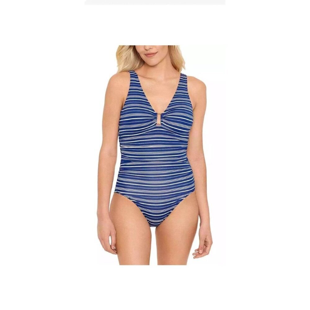 Lauren Ralph Lauren One-Piece Swimsuit Hardware-Trim Underwire Tummy-Control